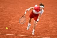 Andrey Rublev in action at the French Open